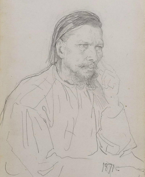 Павел Александрович Брюллов (1840-1914). Мужской портрет. Набросок. 1865 г.
