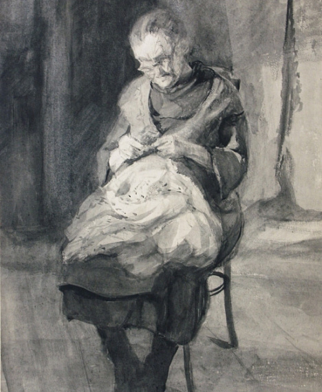 Портрет бабушки. 1946 г. Бумага, акварель. 37 х 23,5 см