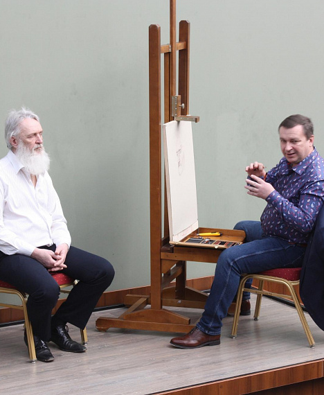 С. А. Котов дает мастер-класс по рисунку портрета